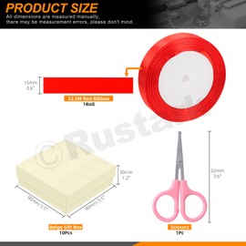 Rustark 12Pcs 9x9x3cm / 3.5x3.5x1 Inch Brown Cardboard Jewelry Gift Boxes with Stain Ribbon and Scissor, Small Gift Box with Lid for Necklaces, Rings, Bracelets, Earrings, Pendant, Jewelry