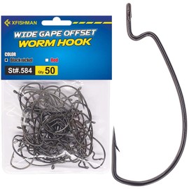 Offset-Worm-Hooks-for-Bass-Fishing-Rubber-Worms-Ewg-Wide-Gap-Bass-Hooks Freshwater Texas Rig Soft Plastics Worms Bait Fishing Hook Black Red Colored 1/0 2/0 3/0 4/0