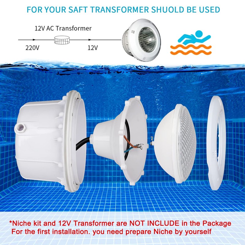 KWODE 72 W RGB Pool Lighting, Par56 Pool Headlight, LED