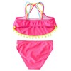 M2C Girls Pompom Tassel Two Piece Bikini Set Triple Cross