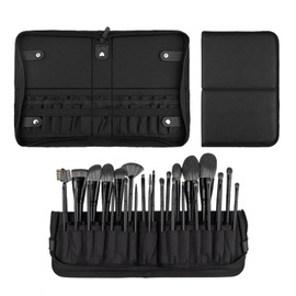 Doyime Makeup Brush Case, Brushes Storage Storage Case, Brush Storage Bag, Makeup Pouch, Large Capacity, Foldable, Easy to Use, Portable, Travel, Freestanding, with Lid, For Professionals, Home Use,