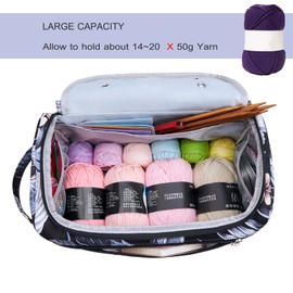 KALIDI Yarn Storage Knitting Bag Yarn Wool Crochet Hook Needles Accessories Organiser Holder Lightweight with Handle Strap