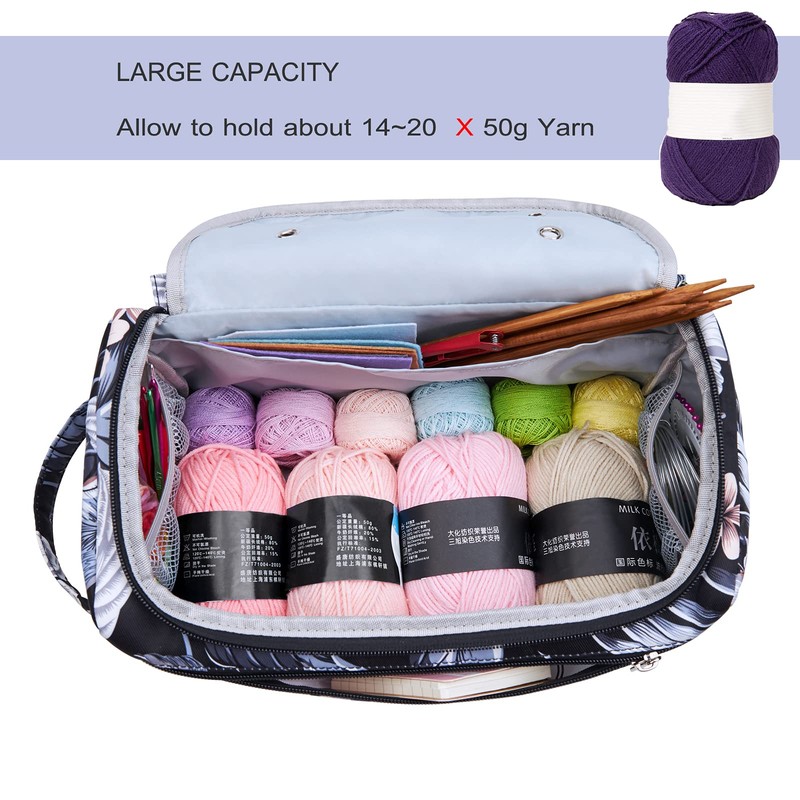KALIDI Yarn Storage Knitting Bag Yarn Wool Crochet Hook Needles