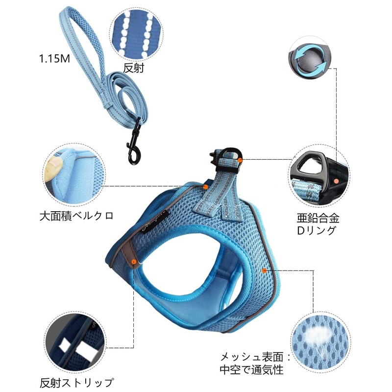 ASMPET Dog Harness, Anti-Pull, Lightweight, Soft, Breathable, Mesh Dog Harness,