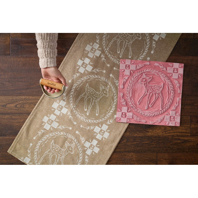Speedball Block Printing Fabric Deluxe Kit, 14 Pieces, Includes Inks,