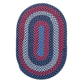 Super Area Rugs Oval 5' X 7' Blue - Red - Navy Oval Braided Rug for Farmhouse/Nautical Style Bedrooms and Living Rooms