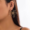 Large Linear Flower Hoop Earrings for Women Geometric Irregular Wire