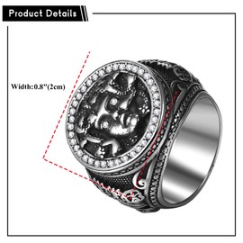 Flonge Medusa Ring for Men: Greek Mythology Medusa Snake Ring Gothic Stainless Steel Medusa Serpent Ring Punk Medusa Jewelry Gift for Men Size 10