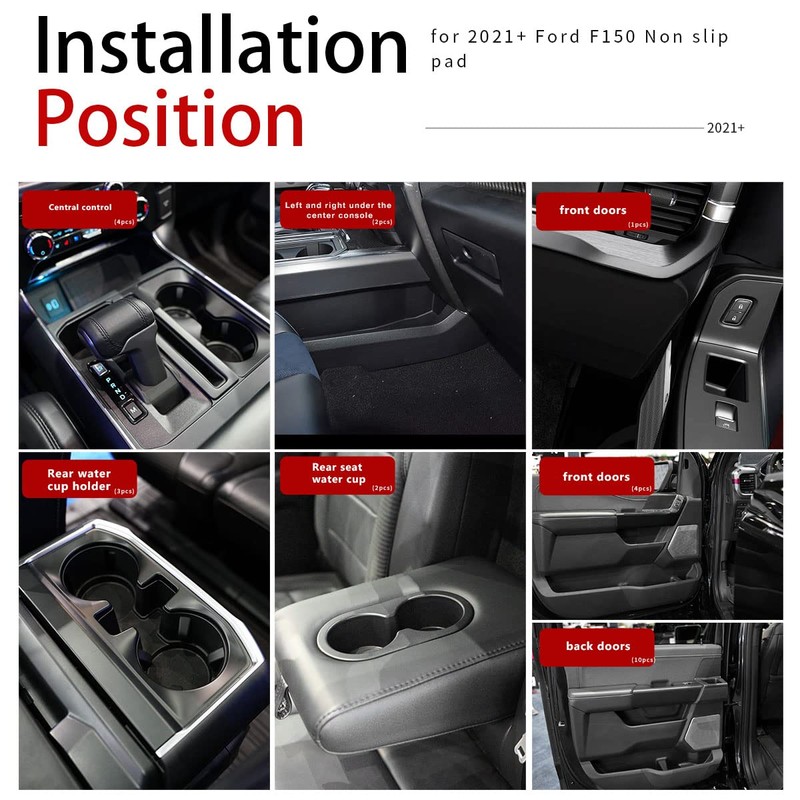 Auovo Cup Holder Insert Liners for Ford F150 Accessories 2023