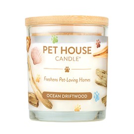 Pet House 9 oz Ocean Driftwood Scented Pet Odor Candle, Clean Burning, Long Lasting, Plant Based Spring, Summer Scented Soy Candle, 60 Hour Burn Time