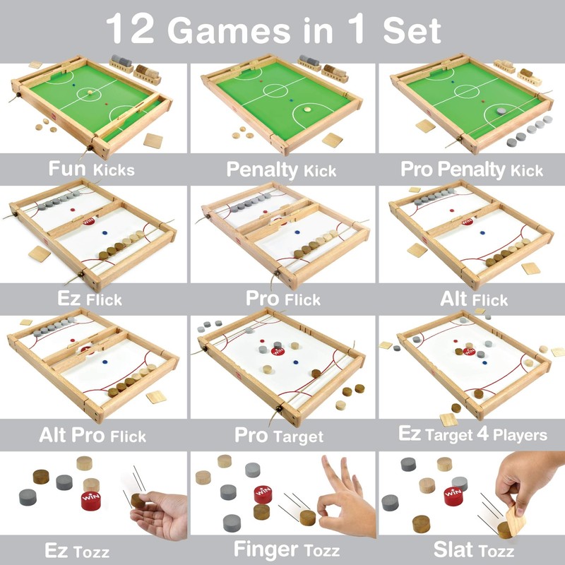 Big Flick n Kick: Wooden Multi Tabletop Indoor Portable Board