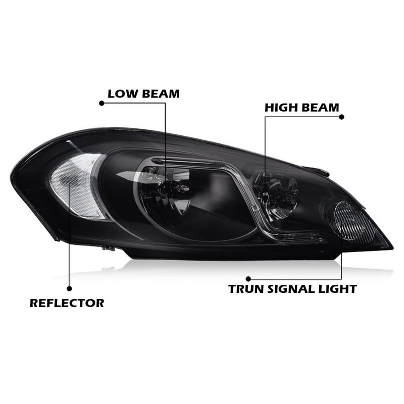 PIT66 LED Headlight Assembly Compatible with Chevy Impala 2006-2013/ Fit