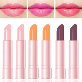 6 Pcs Color Changing Lipstick,Long Lasting Nutritious Tinted Lip Balm Magic Temperature Color Change Lip Gloss Jelly PH Lipstick Waterproof Lips Moisturizer Lip Stick Set for Women