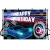 MEHOFOND 8x6ft Car Racing Happy Birthday Backdrop, Racing Party Photo