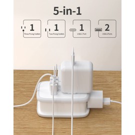 2 Pack Power Strip with USB C Ports, 2 Outlets 3 USB Ports, NTONPOWER Small Power Strip with 3ft Short Extension Cord Retractable, Compact Size for Travel Home Office Hotel Cruise Essentials, White