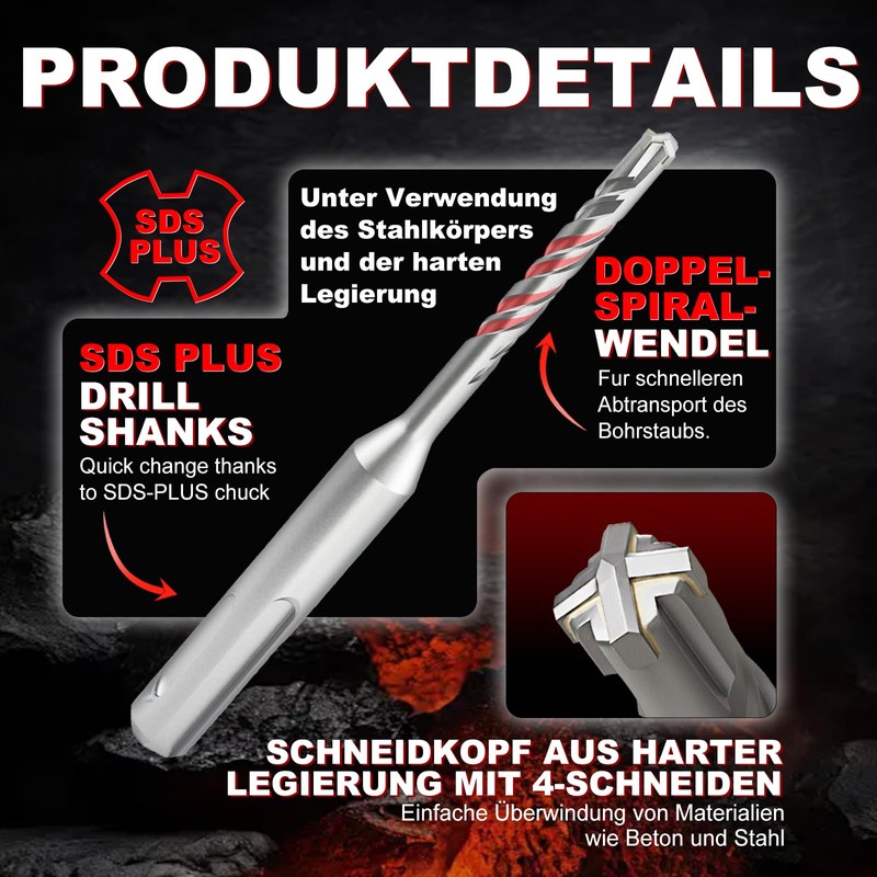 METOTY SDS Plus Drill 5 mm x 160 mm, Masonry