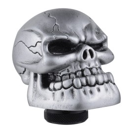 Padaodao Skull Shifter Knob Big Teeth Gear Shift Lever Head Resin Car Grip Stick Handle for Most Manual Automatic Vehicles, Sliver