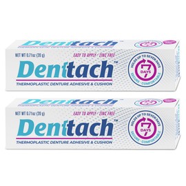 Denture Adhesive, Thermoplastic Denture Adhesive, Cushion and Soft Reliner, Comfortable, Secure Denture Grip for Up to 7 Days, Non Glue, Zinc Free, Long Holding Denture Reliner by Denttach (Pack of 2)