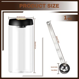 Yitexin Vacuum Coffee Canister with Airtight Lids and Spoon, 1800 ml/ 60 oz Glass Coffee Bean Storage, Coffee Jar for Ground Coffee Loose Tea Candy Sugar Nuts Spices Camping (Black)