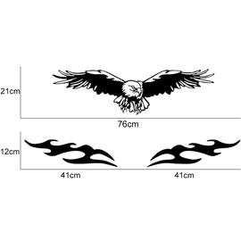 Katutude Car Hood Decals 3 Pcs, Self-Adhesive Vinyl Waterproof Eagle Flame Car Hood Stickers Universal Scratch Hidden Car Decals Car Exterior Accessories, Black