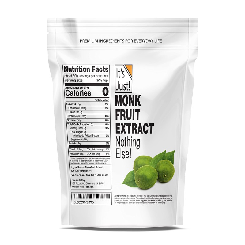 It's Just! - 100% Monkfruit Extract Powder, Keto Friendly Sweetener,