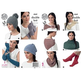 King Cole 4369 Knitting Pattern Leaflet Hats, Scarf, Neck Warmers, Gloves and Fingerless Gloves to Knit in King Cole Baby Alpaca DK