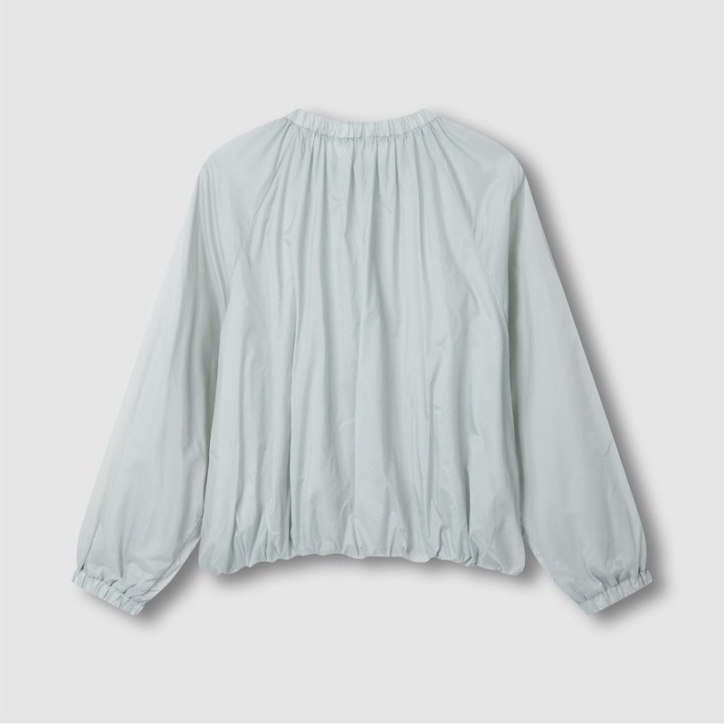 JAJU [JAJU] Women's Soft Shirring Cropped Jumper_Mint Grey