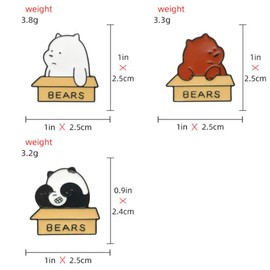 Set of 3 Bear Enamel Lapel Pin Brooch Badge Cute Pins for Backpacks Cartoon Lapel Pin for Jackets Funny Brooches Pins Gift DIY Accessory for Clothing Bags Hat