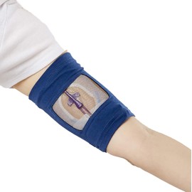 Care+Wear PICC Line Cover - Cubierta antimicrobiana de ultra agarre para la parte superior del brazo que proporciona comodidad, seguridad y transpirabilidad con ventana de malla (XXS pequeña, azul marino)