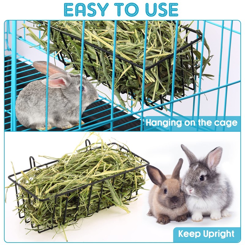 Therwen 4 Pcs Rabbit Hay Feeder Heavy Duty Metal Frame