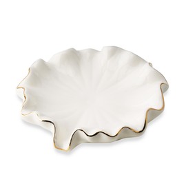 YoHyien Ceramic Soap Dish with Drainage, Lotus Leaf Soap Dish for Bathroom, Self Draining Soap Holder for Shower, Kitchen, and Sink, Keep Soap Dry & Easy Cleaning