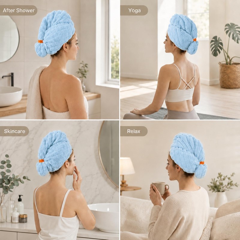 Microfiber Hair Drying Towel 2Pack, Large Size for Women, with