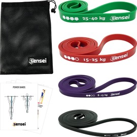 Sensei Power Bands 4 Stück Variable Widerstand Krafttraining Klimmzüge Gummi Hülle Anleitung