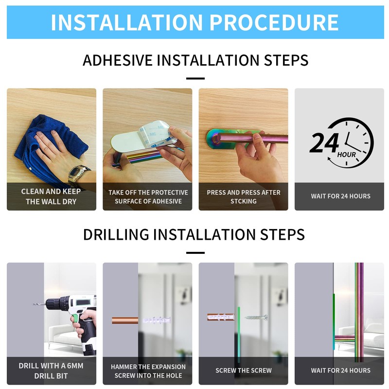 Paper Towel Holder Under Cabinet, Self-Adhesive or Drilling Rainbow Paper
