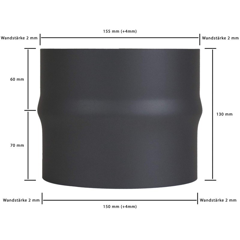 LANZZAS Flue Pipe Extension from Diameter 150 mm to Diameter