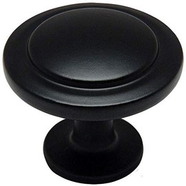 25 Pack - Cosmas 5560FB Flat Black Cabinet Hardware Round Knob - 1-1/4 Diameter