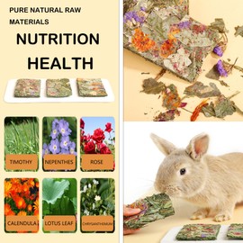 YTSKJ Rabbit Toys 20 Pack Bunny Toys Bunny Chew Toy Guinea Pig Treats Timothy Hay Toys Chips with Herbal Flowers Timothy Hay Grass Hamster Snacks Chinchillas Gerbils for Small Animals Teeth