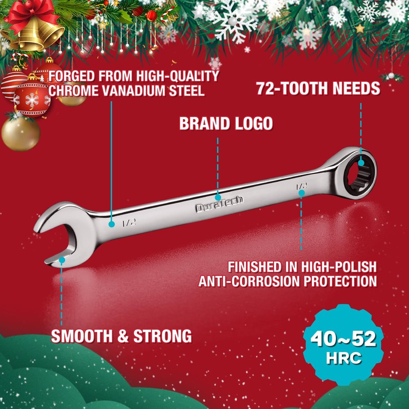 DURATECH Ratcheting Wrench Set, Combination Wrench Set, SAE & Metric,