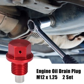 A ABSOPRO 2 Set Oil Drain Screw Aluminium M12 x 1.25 with 2 Washers Red