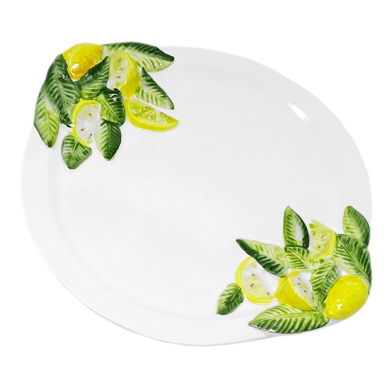 Hand Made Italian Ceramic Round Dinner Plate in Lemon Design