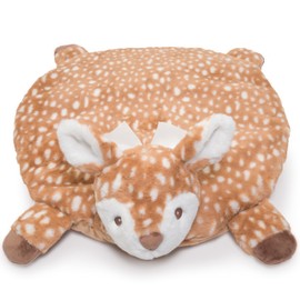 Bearington Baby Lil’ Willow Tummy Time Mat, 30 x 30 Inch Fawn Plush Stuffed Animal Blanket, Woodland Nursery Décor