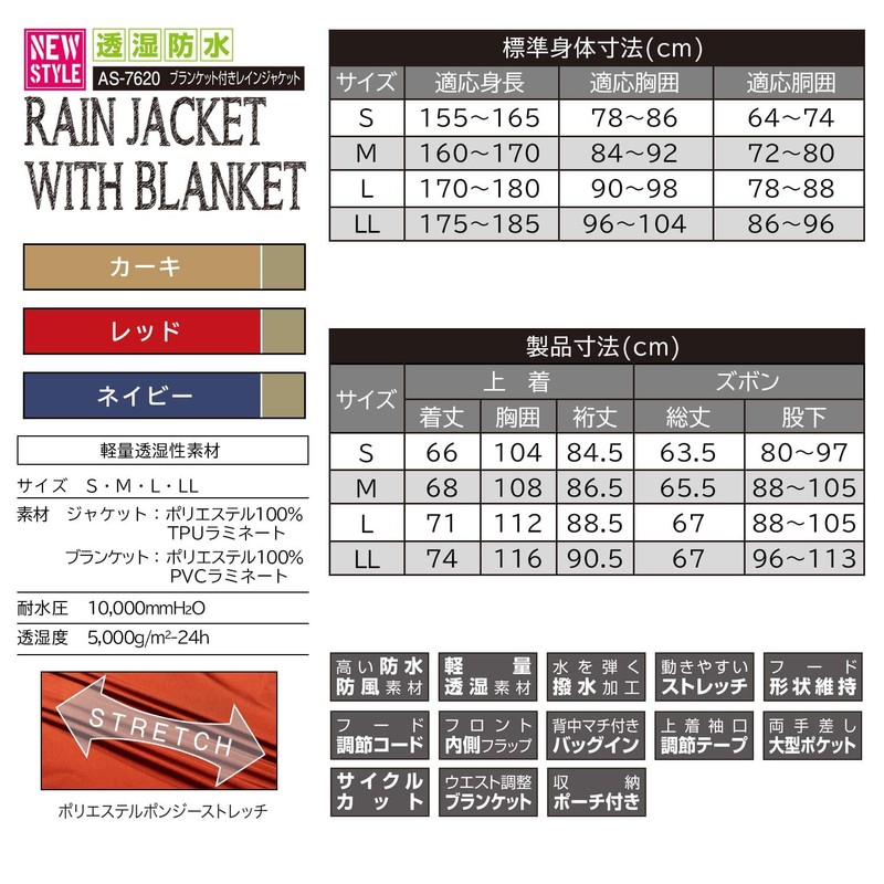 MAC Rainwear (Water Resistance: 10,000 mm H2O) (Permeability: 5,000 g/m2)