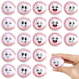 20PCS Mini Baseball Stress Ball Funny Face Squeeze Balls Small Baseball Squeeze Fidget Anxious Balls for Kids Adult Sports Stress Ball for School Carnival Reward Baseball Party Supply Valentine Gift