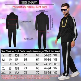 Men Tracksuit 2 Piece Outfits Sweatsuits Accessories Set Casual Full Zip Track Suits Jogging 80s Hip Hop Rapper Rocker