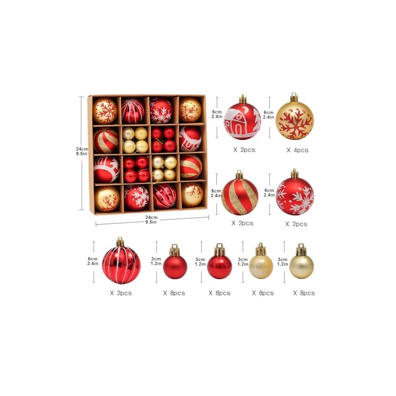 JUGLUTE Adornos para Arbol de Navidad, 44 pcs Plastic Esferas