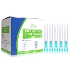 21G Needle 1 Inch Luer Lock 21 Gauge Needles Dispensing Accessories, Box of 100