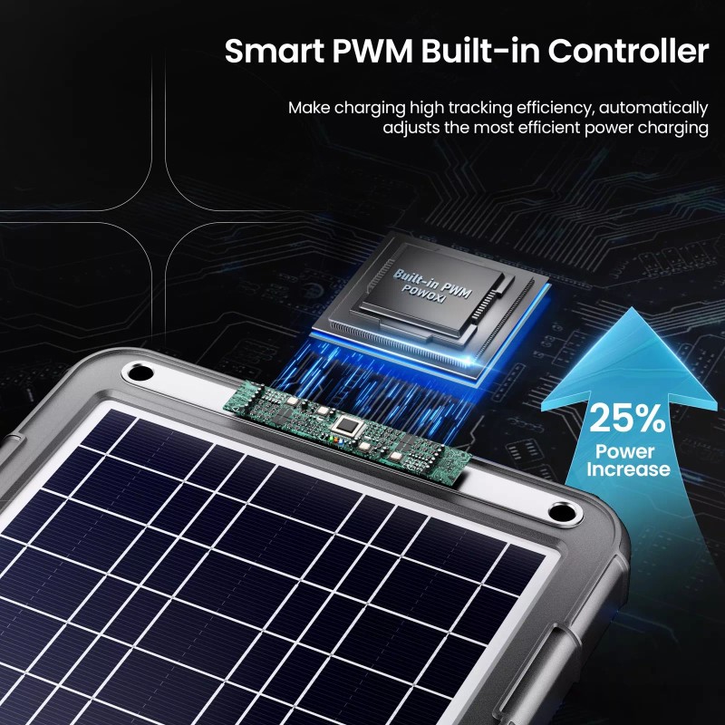 POWOXI 12V 12W Solar Car Battery Trickle Charger Maintainer with