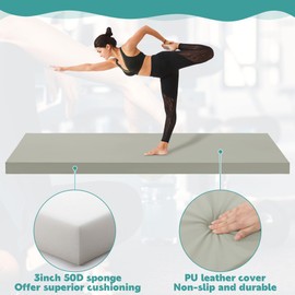 MABOZOO 3 Inch Thick Yoga Mat, Extra Thick Gymnastics Mat With Carrying Handles For Men Women, Pu Leather Anti-Tear Fitness Mat Foam Exercise Mat For Yoga, Pilates, Stretching (Gray)