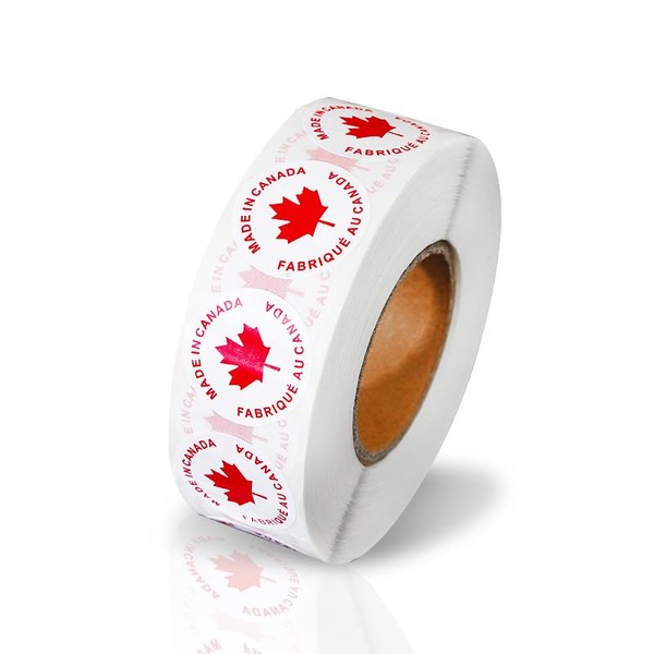1,000 Pcs Canadian-Made Stickers, FABRIQUE AU Canadian roll Labels, tearable