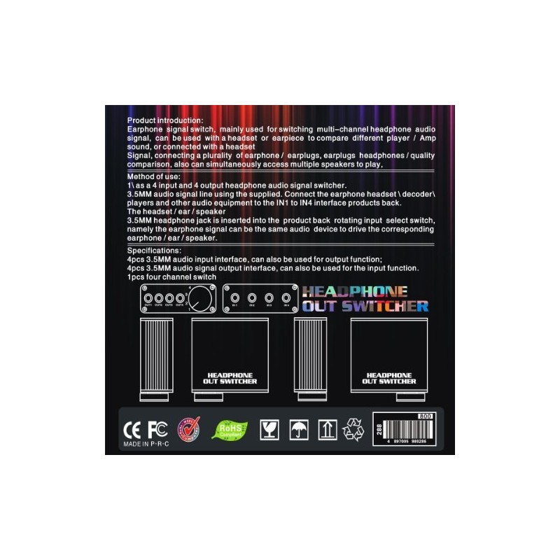 Basicest Audio Selector Switcher Earphone Headset Switcher Smartphone Amplifier Compatible